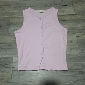 Frankee & Skylar Ribbed Button Front Tank - Light Pink